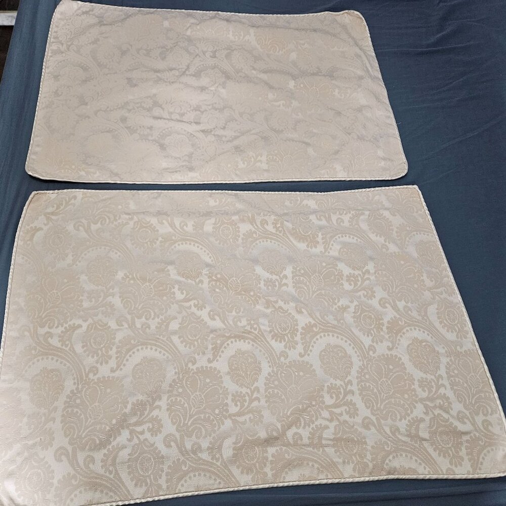 Floral Embroidered Decorative Pillow Cover Sham Case Queen Ivory Cream Set 21x33